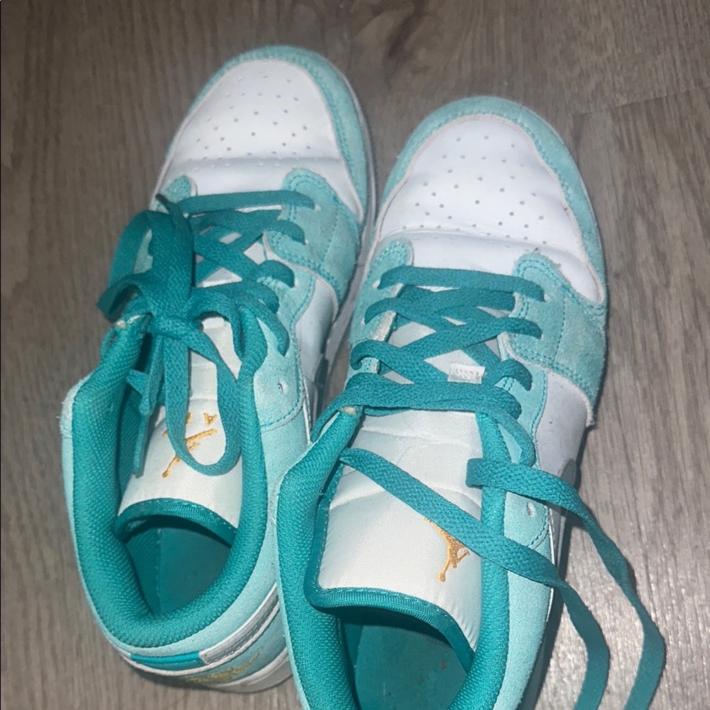 Teal and White Sneakers Nike Jordan’s